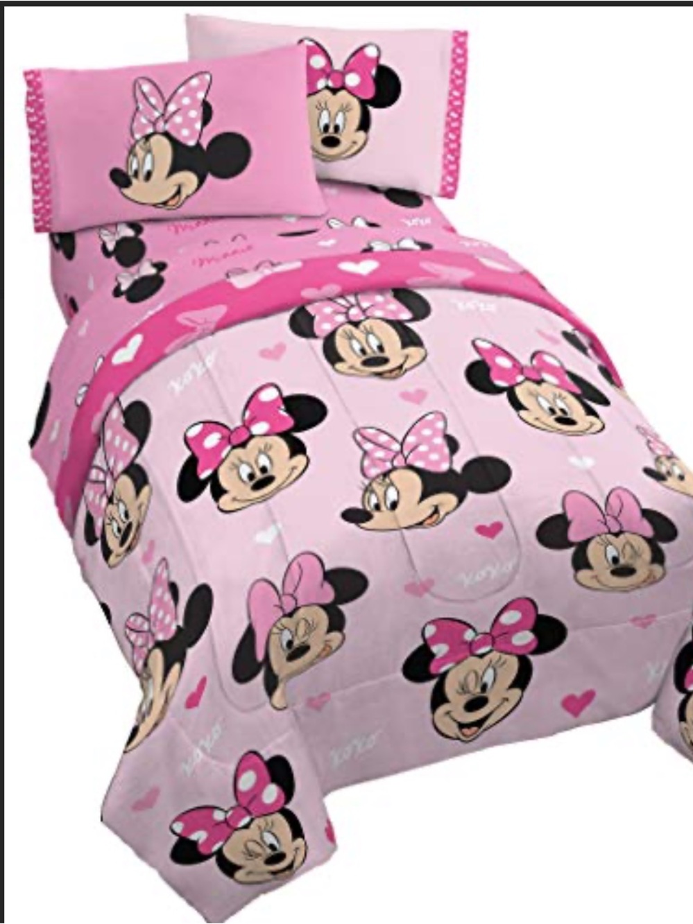 Disney Minnie Mouse Pink and Black Kids Full size Comforter Set